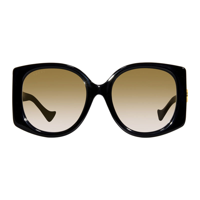 Gucci Sunglasses Butterfly Full Rim, Black Frame And Gradient Brown Lens Gg1257Sa004