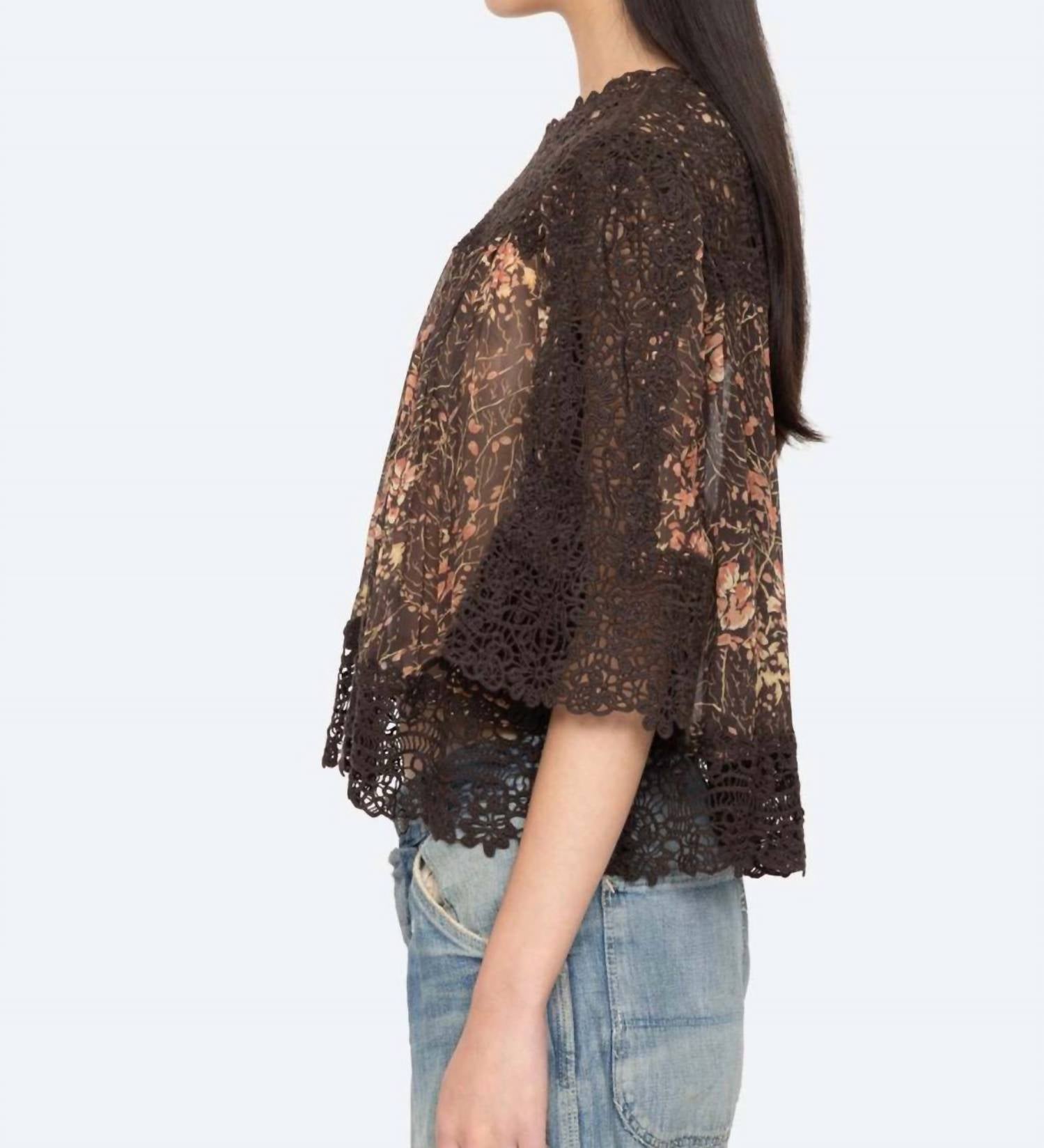 Luisa Print Top In Brown
