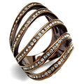 IP Coffee light Stainless Steel Ring with Top Grade Crystal in Clear
