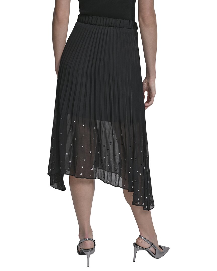 DKNY Chiffon Studded Linen Midi Skirt
