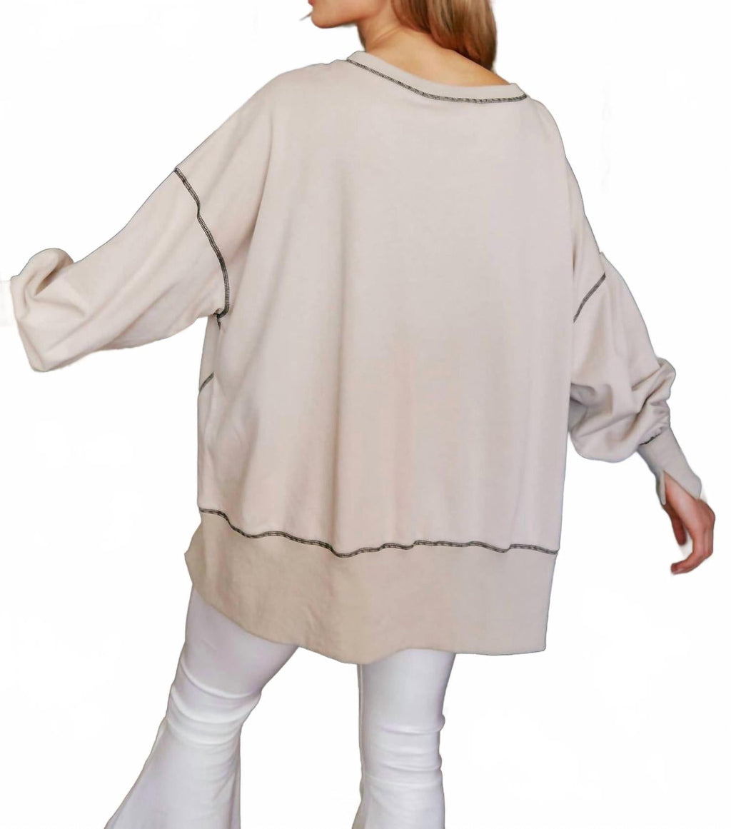 Sequin Halloween Pumpkin Patch Knit Sweatshirt In Tan