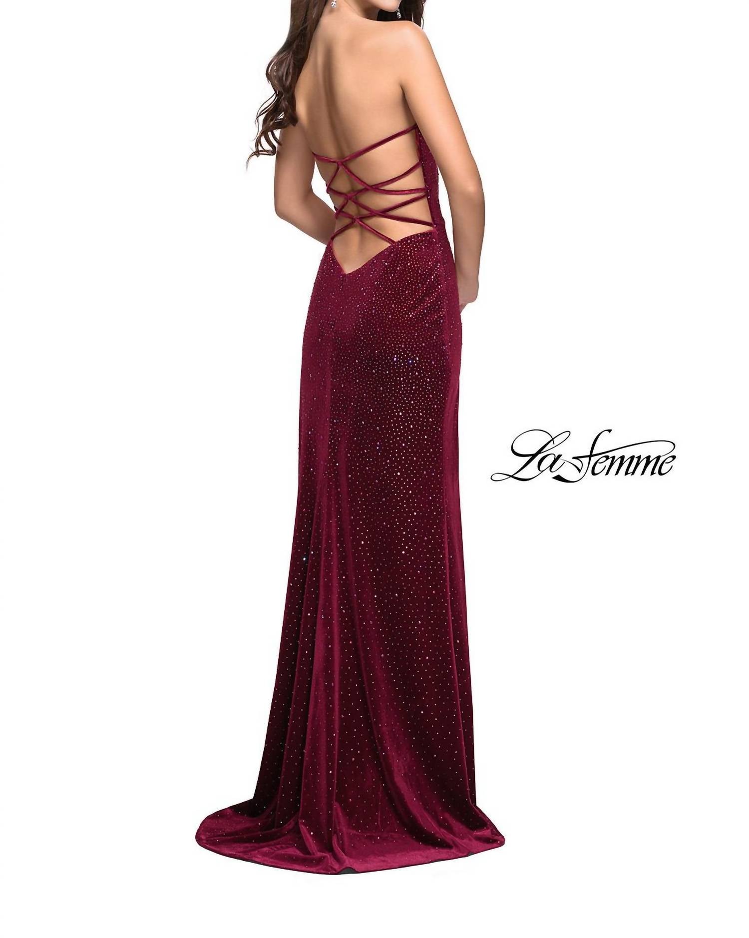 Sparkly Jersey Gown In Raspberry