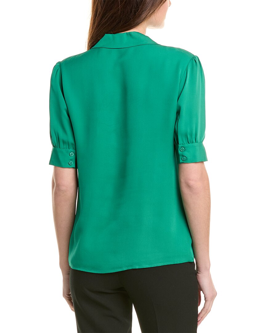 Elie Tahari The Aram Crochet-Trim Silk Blouse