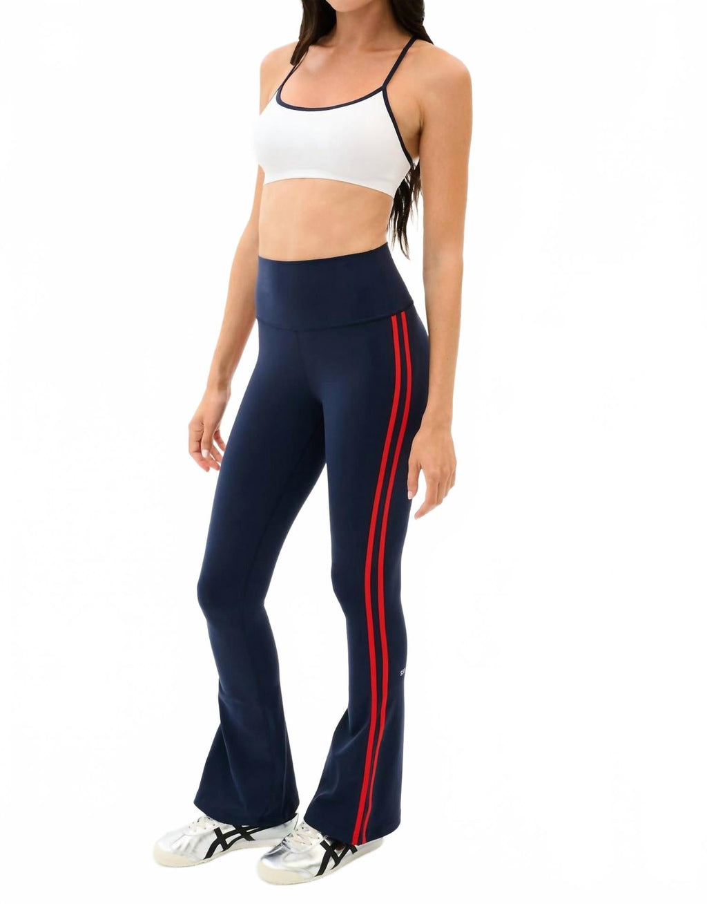 Raquel High Waist Supplex Flare Pants In Indigo Lotus Red