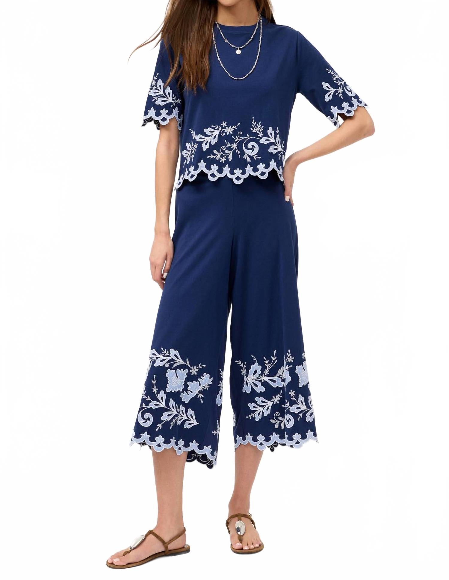 Addeline Elbow Sleeve Tee In Navy