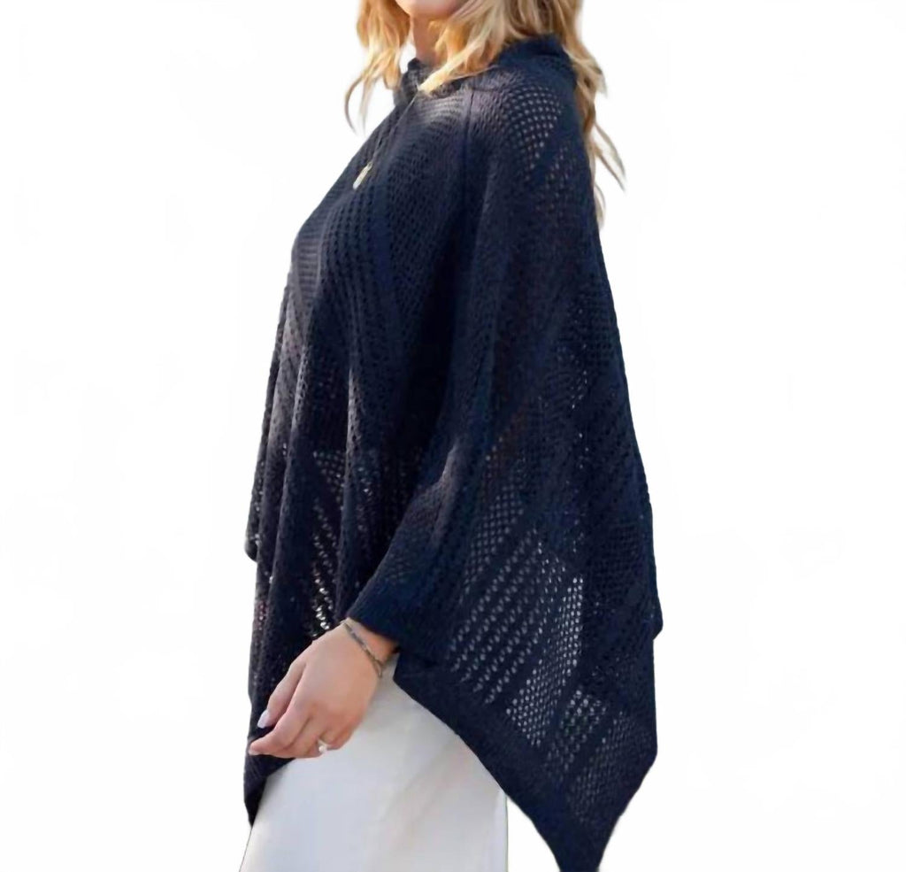 Celeste Crochet Poncho In Navy