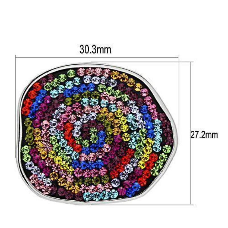 Rhodium Brass Pendant with Top Grade Crystal in Multi Color