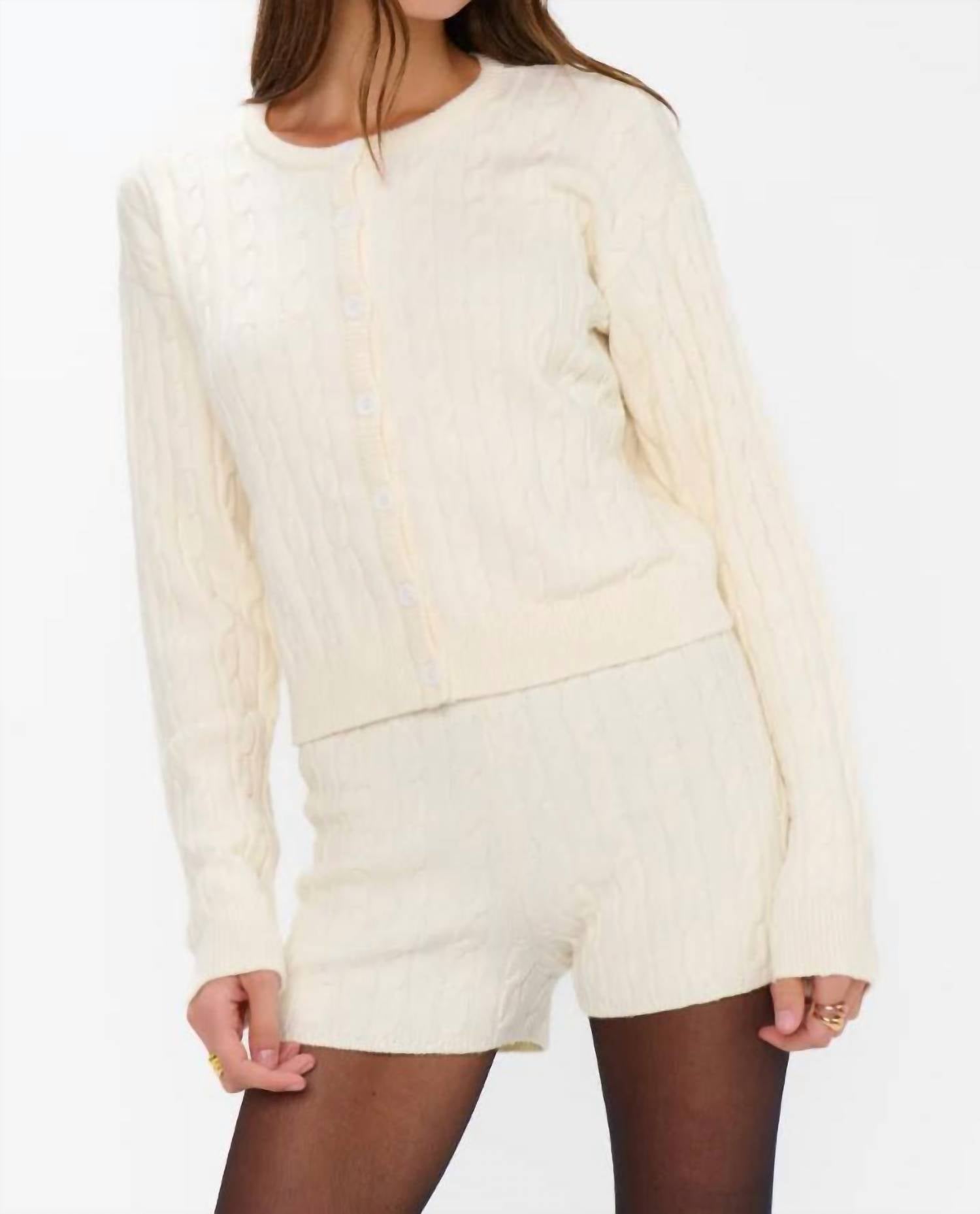 Throw On Cardigan In Snow Cable Knit
