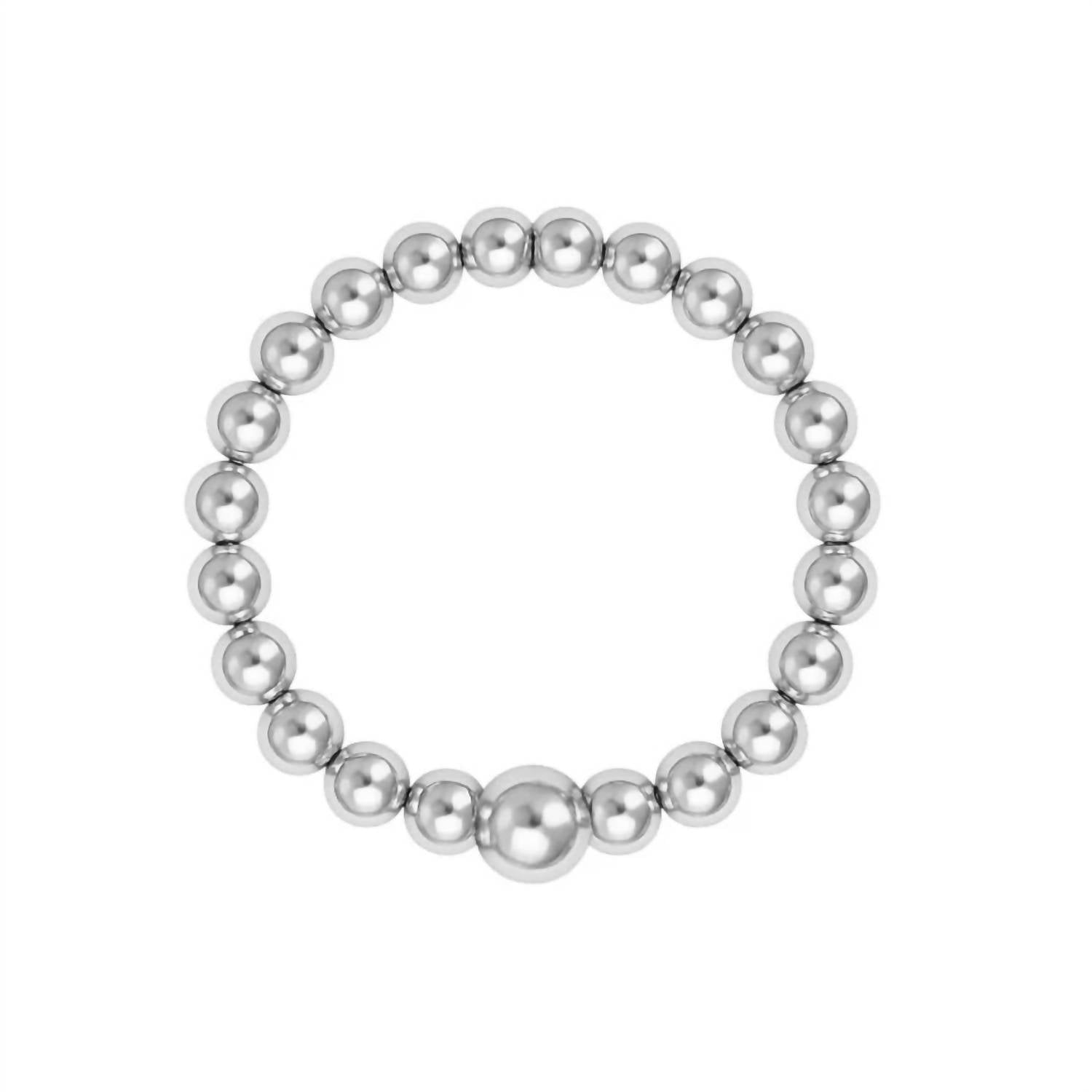 Women's Classic 2Mm Beaded Stretchy Ring In Silver