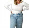 Tidal Ribbed Long Sleeve Bodysuit In White