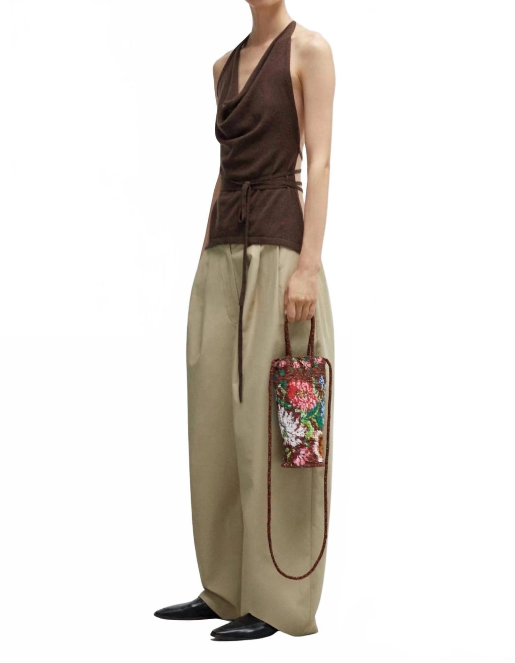 Merino Wool Tie Top In Brown