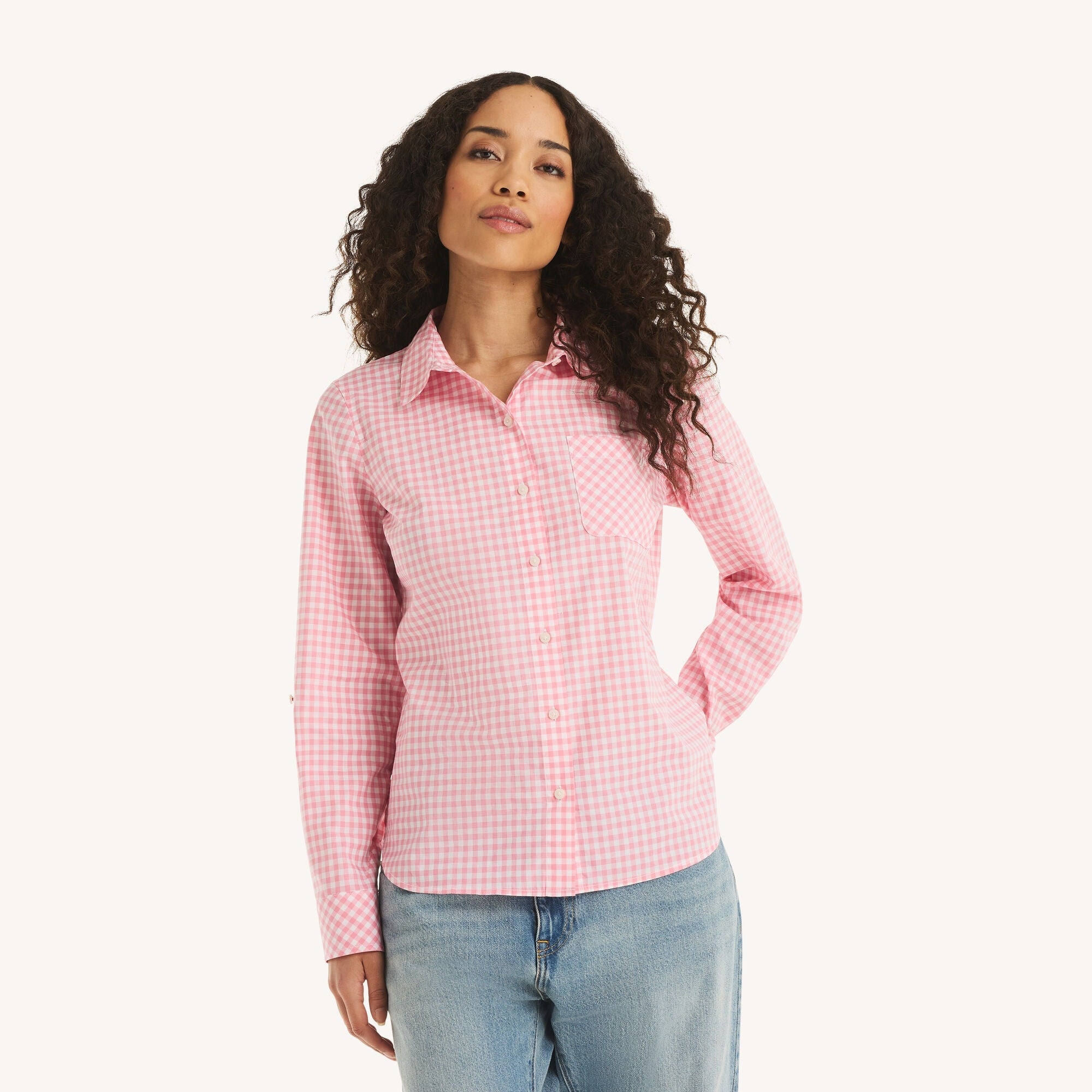 Nautica Womens Gingham Button-Up Shirt