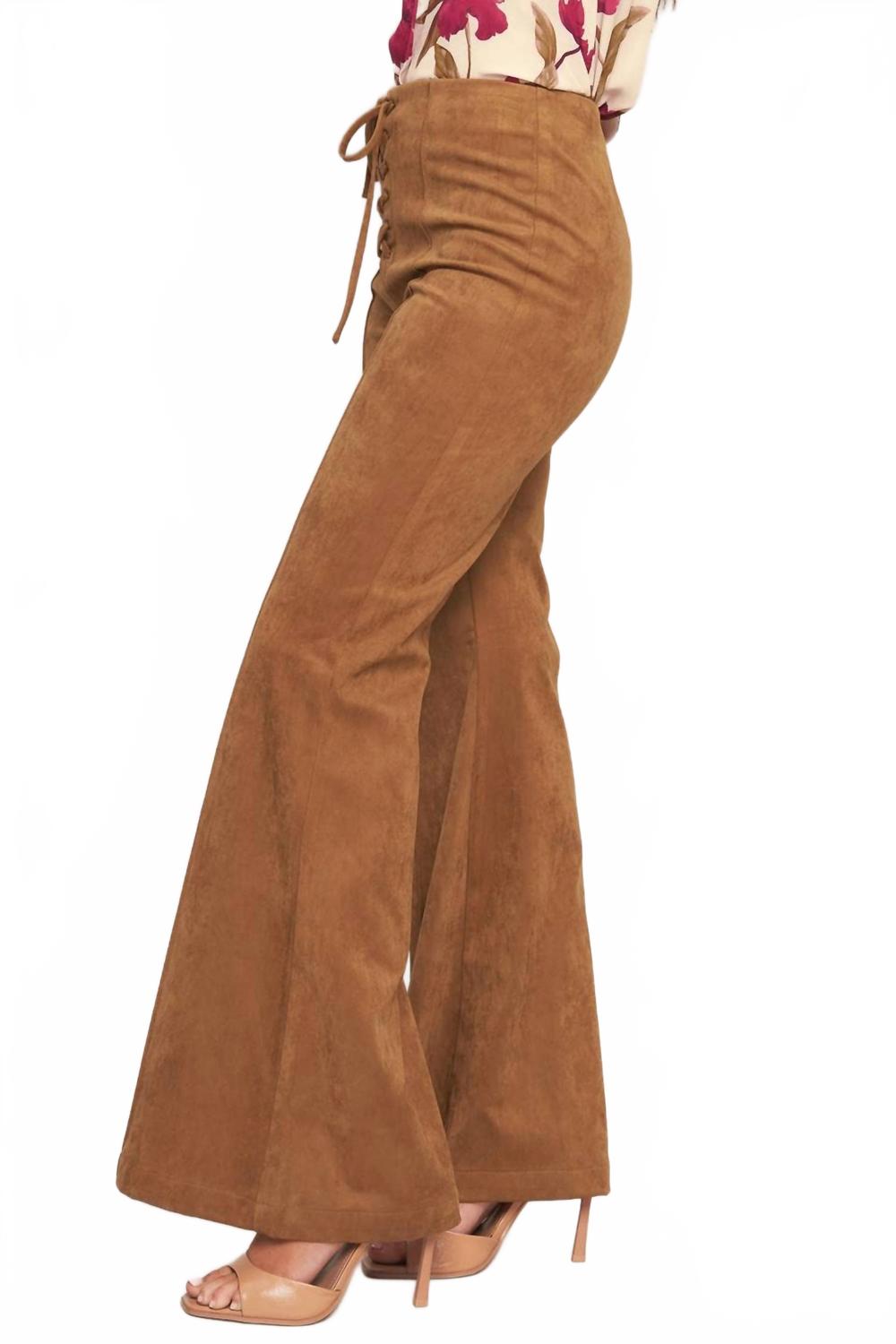 Wild Honey Faux Suede Pants In Camel