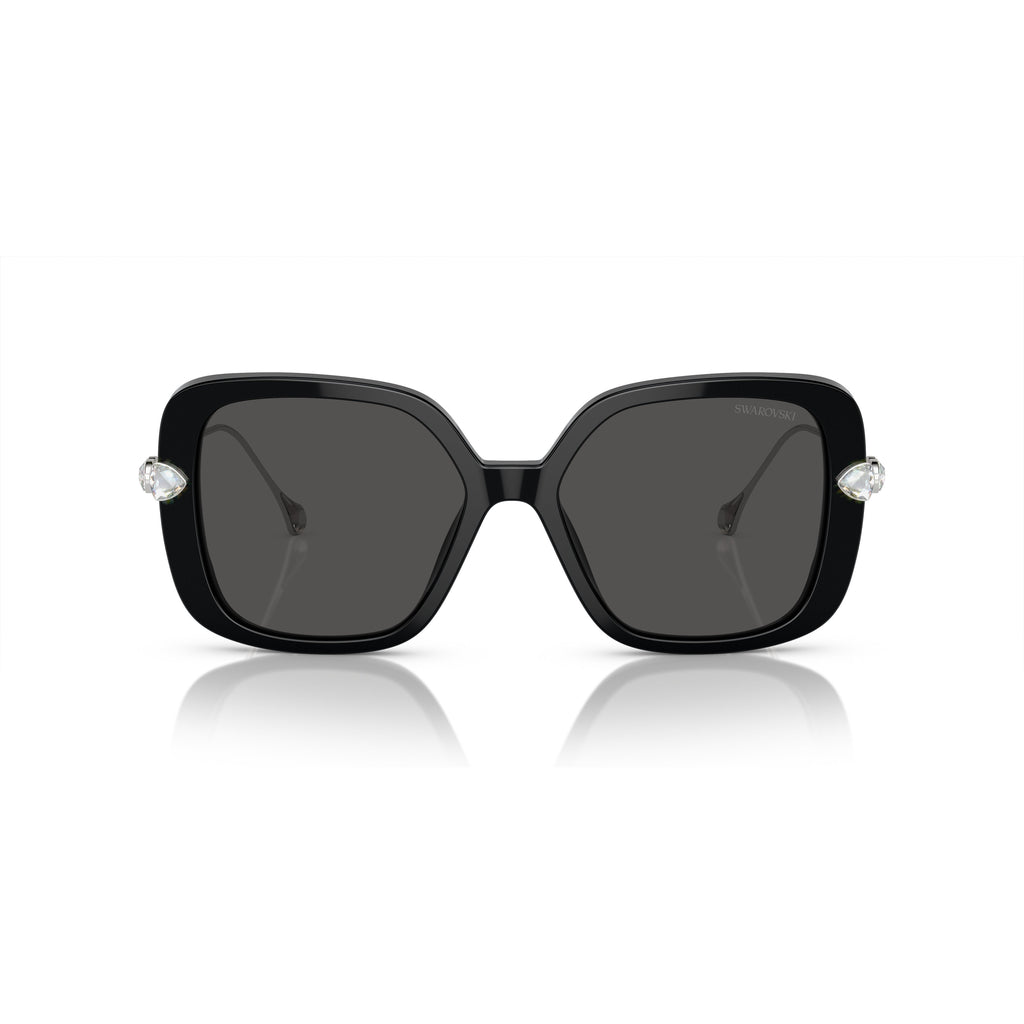 0Sk6011 Large Square Black Acetate Sunglasses with Crystal Embellishments