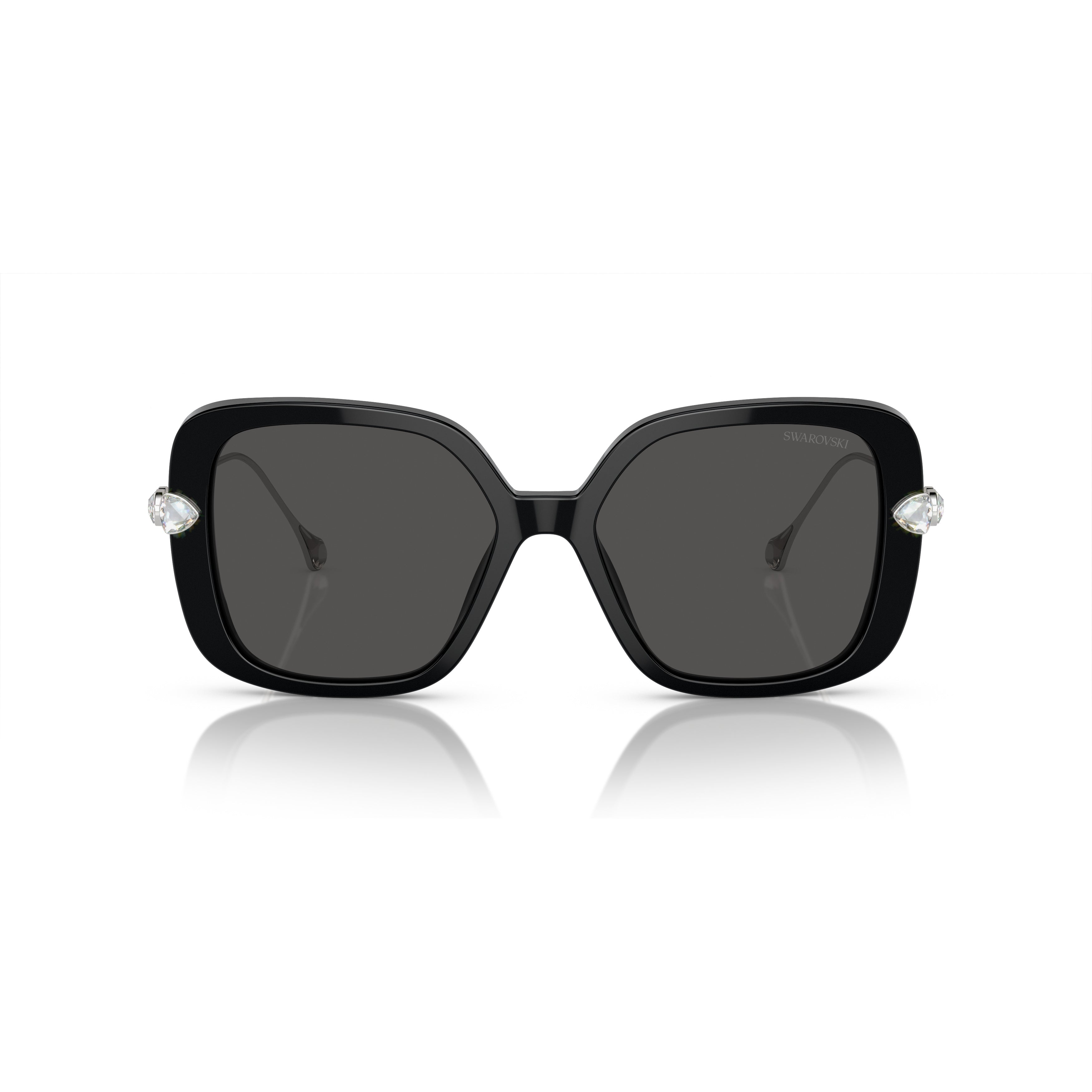 0Sk6011 Large Square Black Acetate Sunglasses with Crystal Embellishments