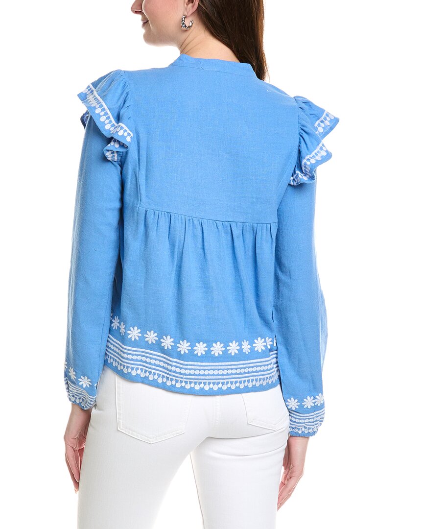 Sail to Sable Balloon Sleeve Linen-Blend Blouse