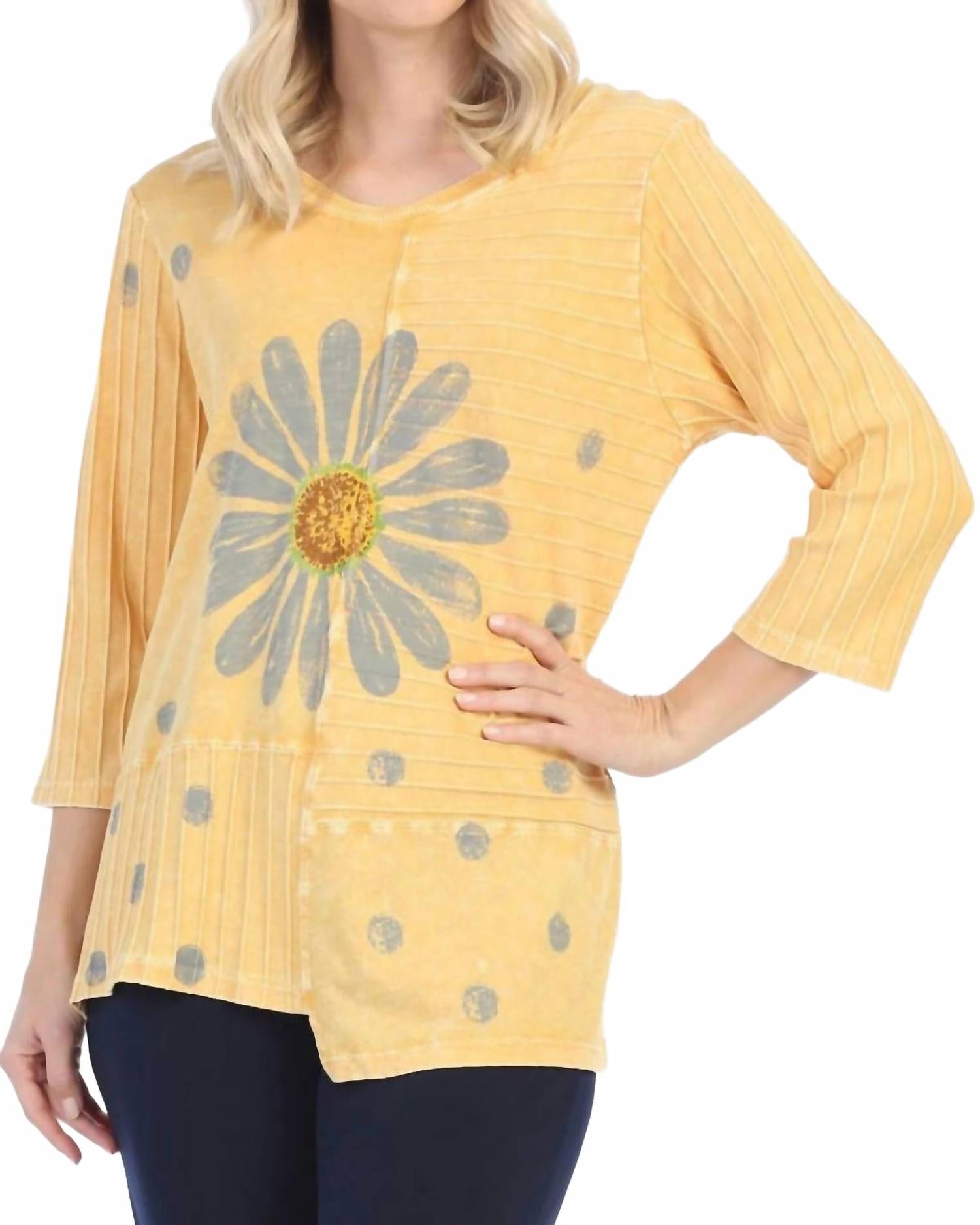 Happy Days Mineral Washed Ribbed Tunic Top In Wheat