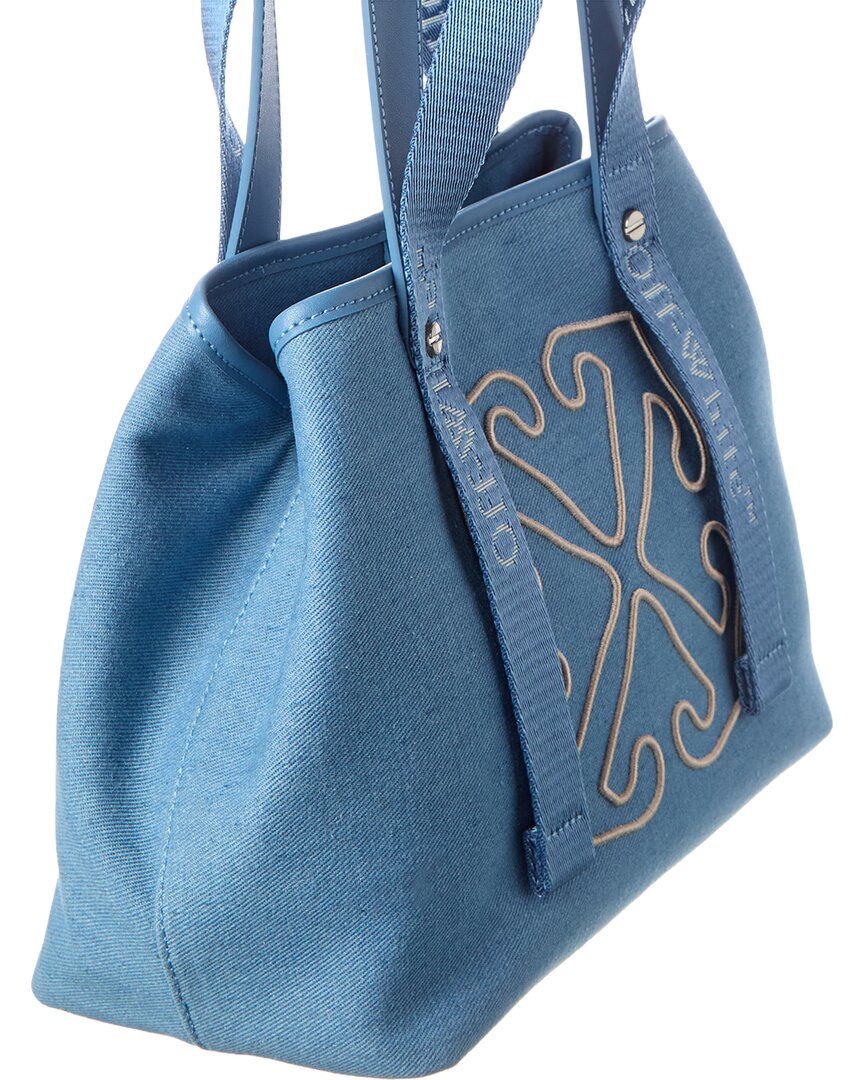 Off-White East West Small Denim & Leather Tote