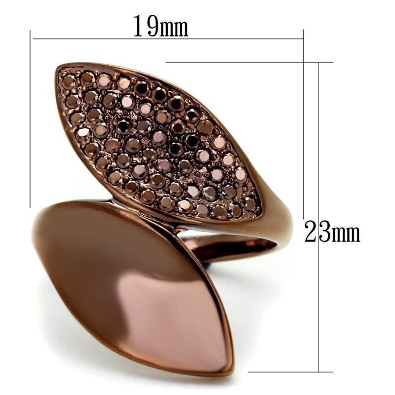 IP Coffee light Brass Ring with AAA Grade CZ in Light Coffee