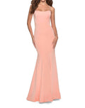 Jersey Mermaid Evening Dress In Peach