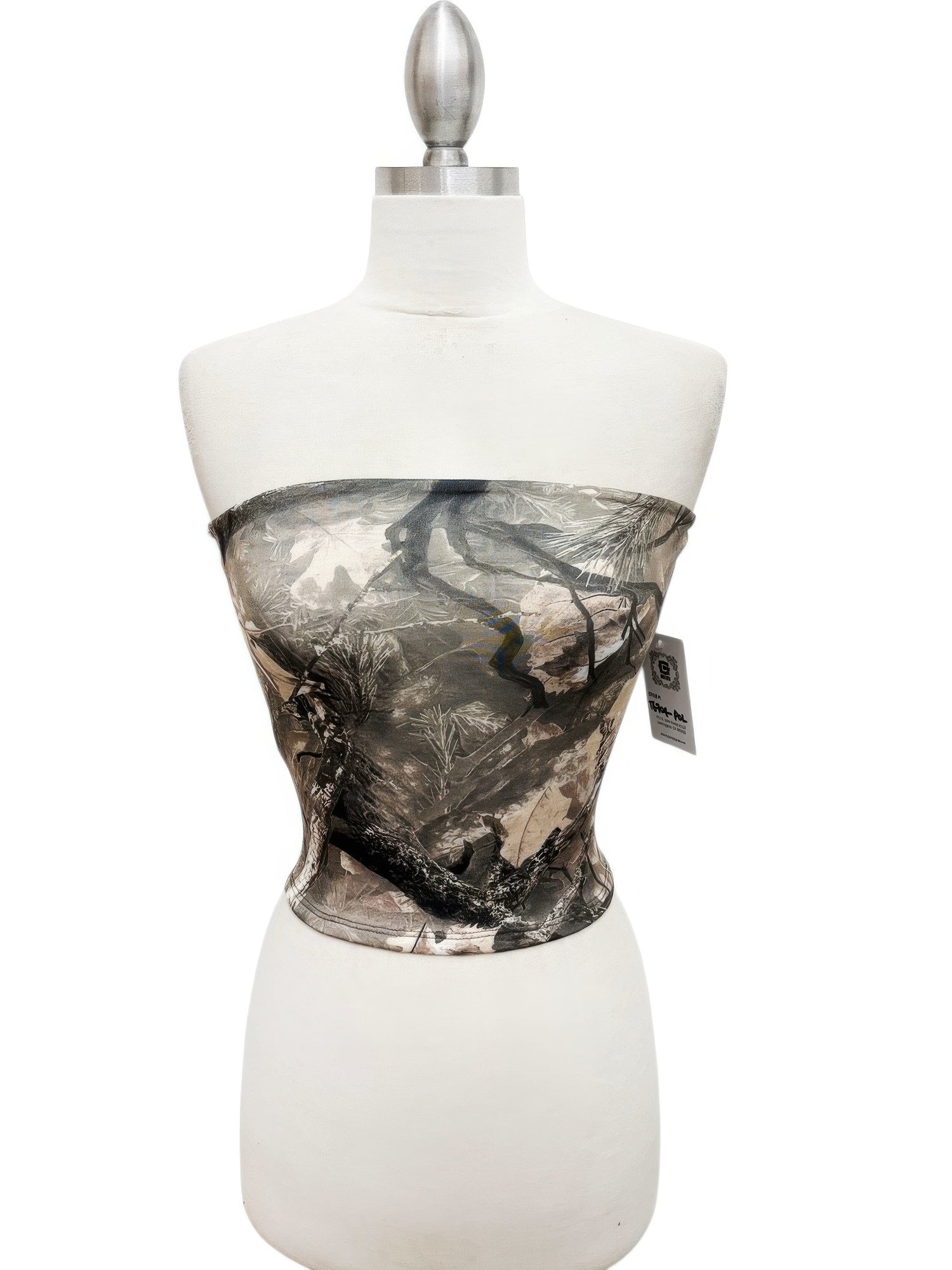 Camo Chic Strapless Stretch Crop Top