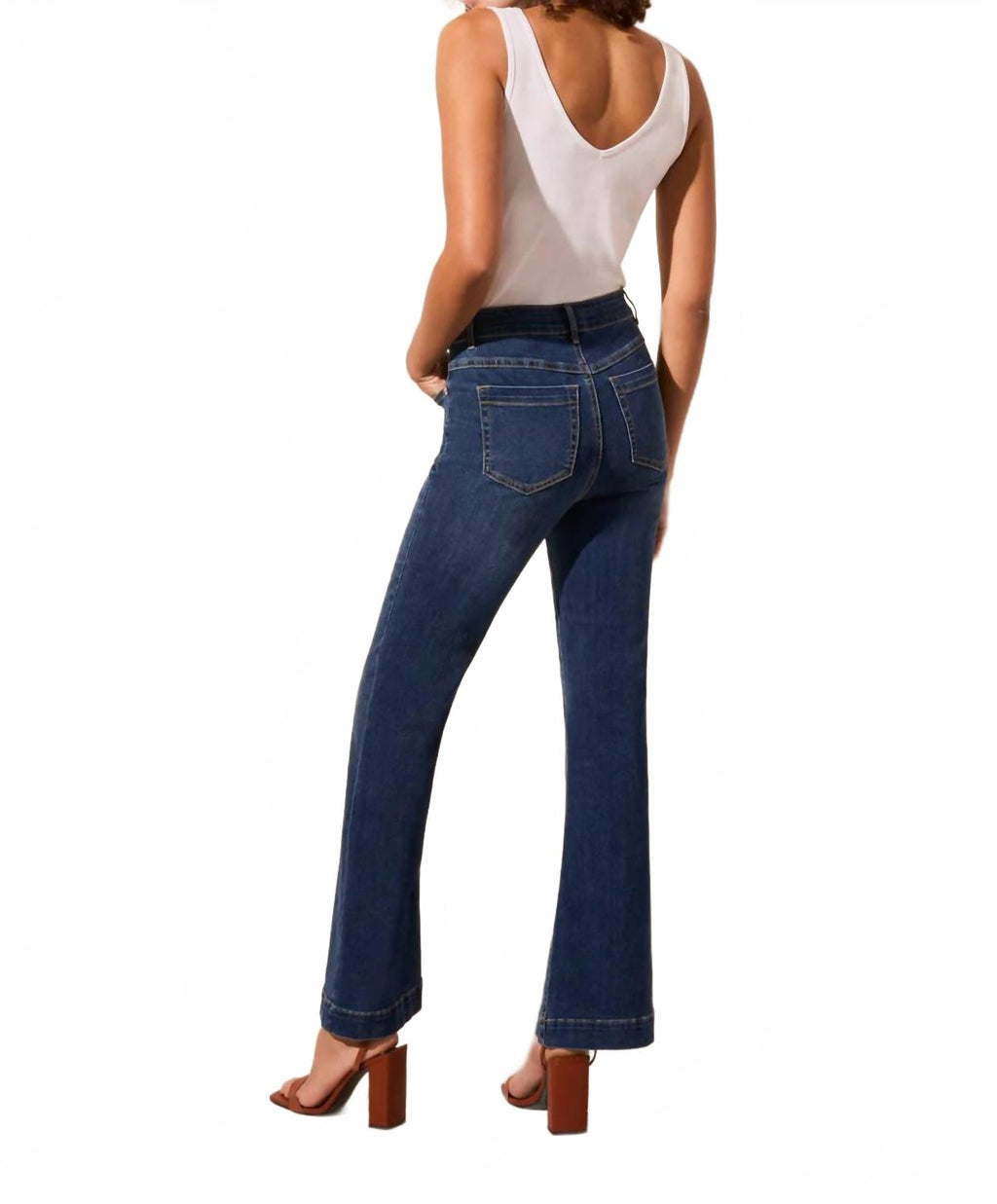 Audrey Pull On Flare Leg Pants In Stormy Blue