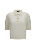 Balmain Women Wool Polo With Vintage Buttons
