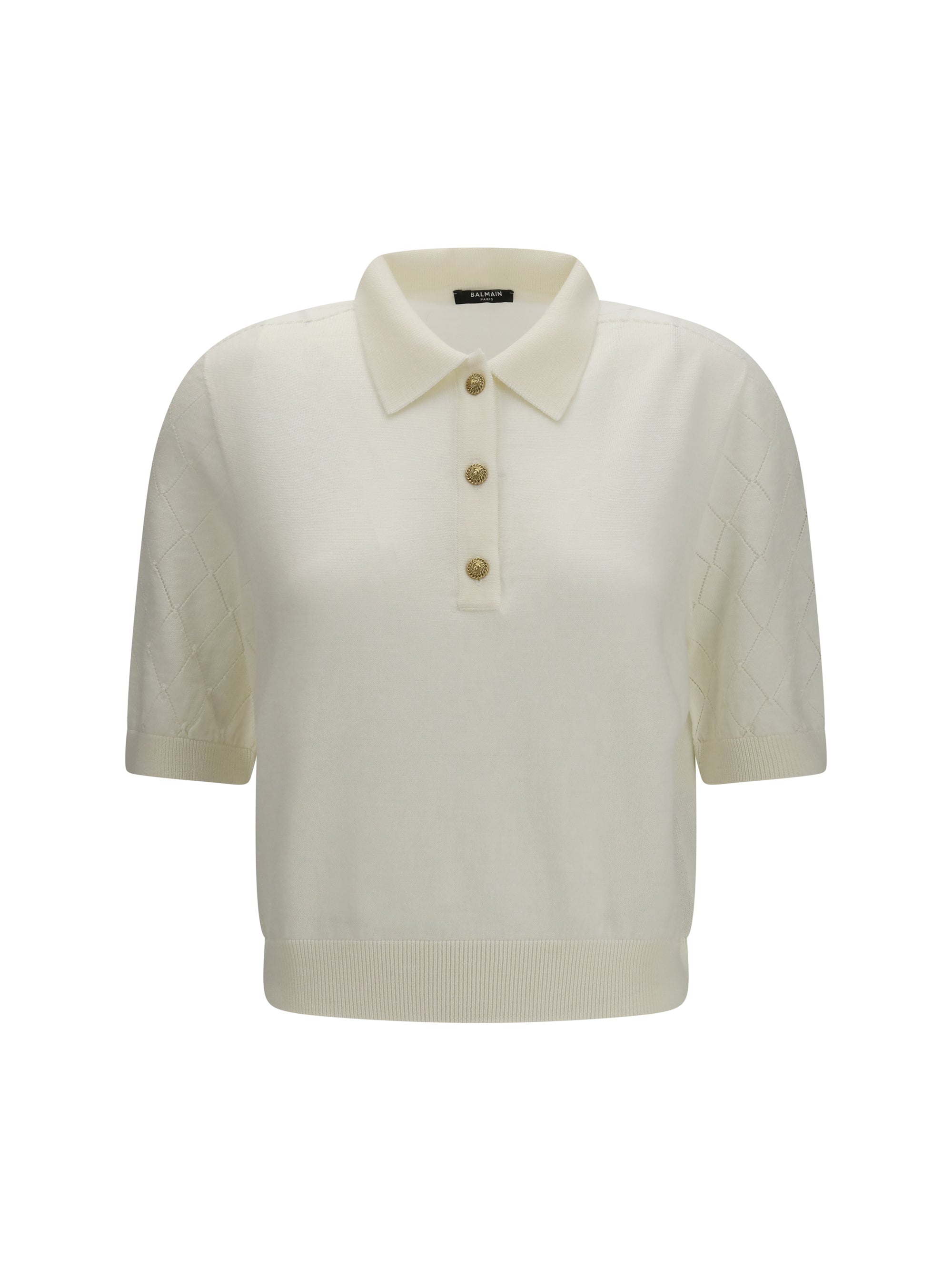 Balmain Women Wool Polo With Vintage Buttons