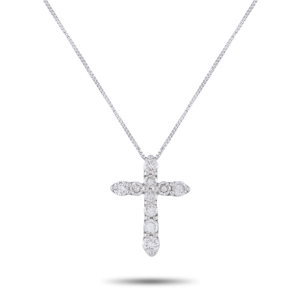 LB Exclusive Platinum 1.0ct Diamond Cross Pendant Necklace MF12-041326