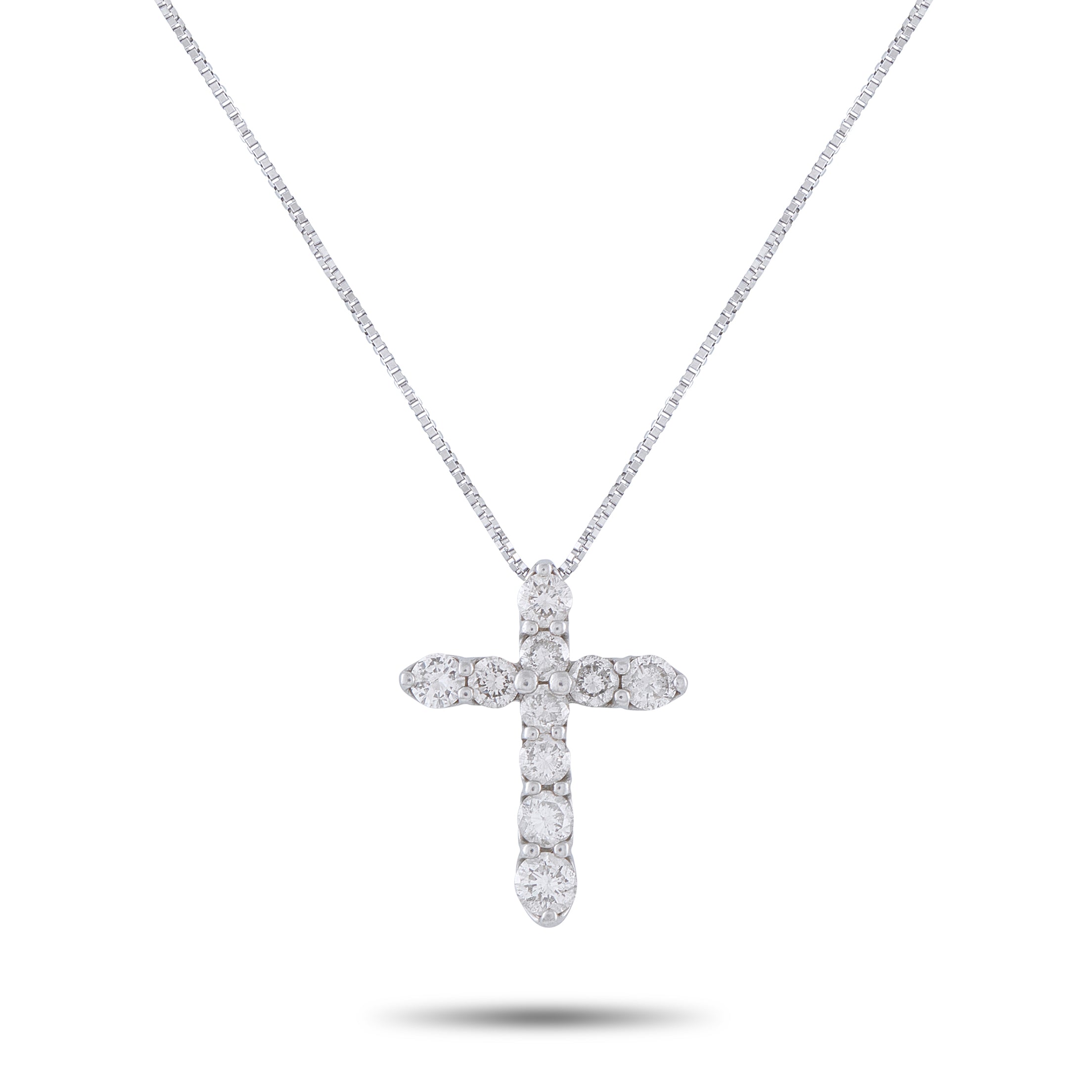 LB Exclusive Platinum 1.0ct Diamond Cross Pendant Necklace MF12-041326