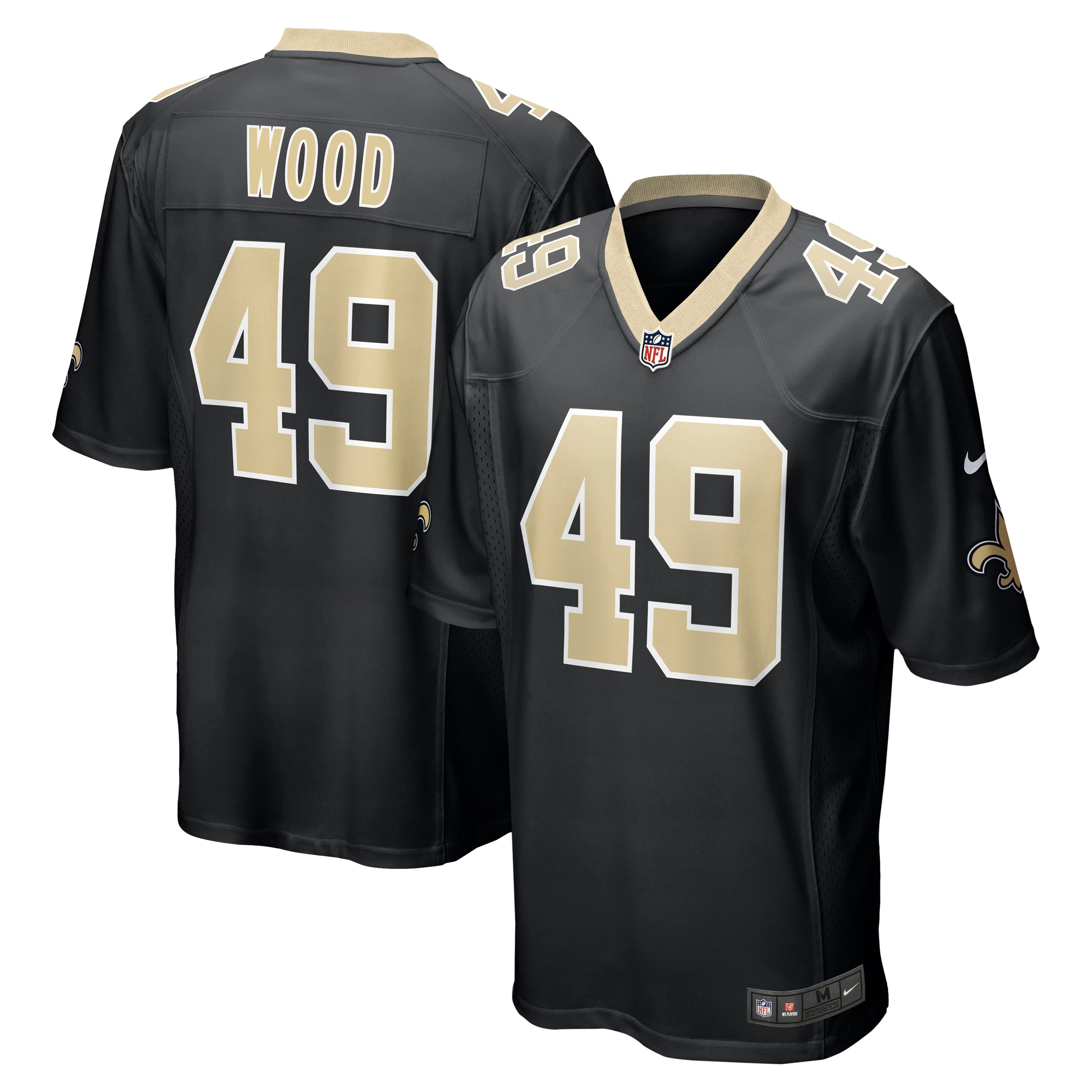 New Orleans Saints Zach Wood Black Game Jersey