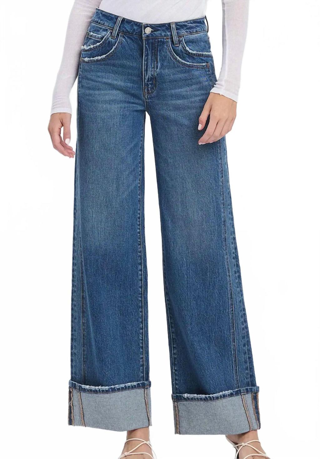 Kris Baggy Wide Leg Jean In Blue