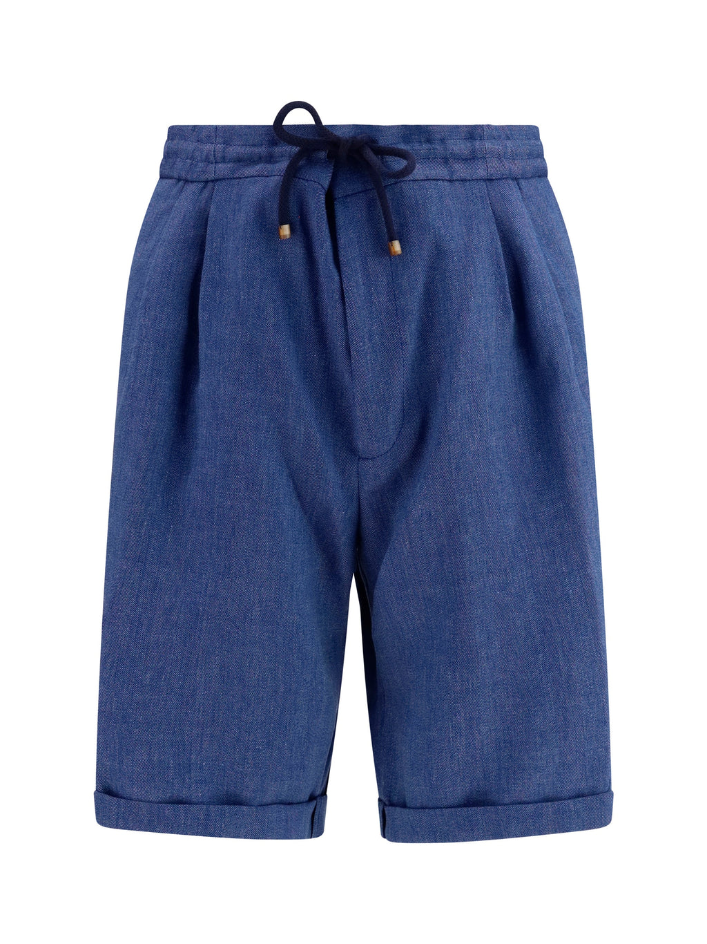Brunello Cucinelli Men Linen And Virgin Wool Chevron Bermuda Shorts