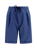 Brunello Cucinelli Men Linen And Virgin Wool Chevron Bermuda Shorts