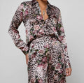 Tyler Long Sleeve Blouse In Multi Rose Cheetah