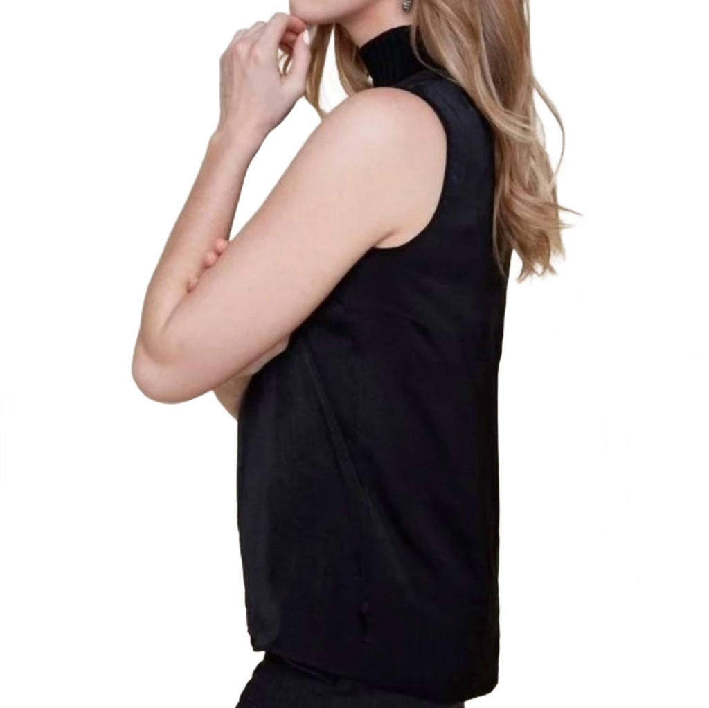 Sleeveless Mock Neck Top In Black