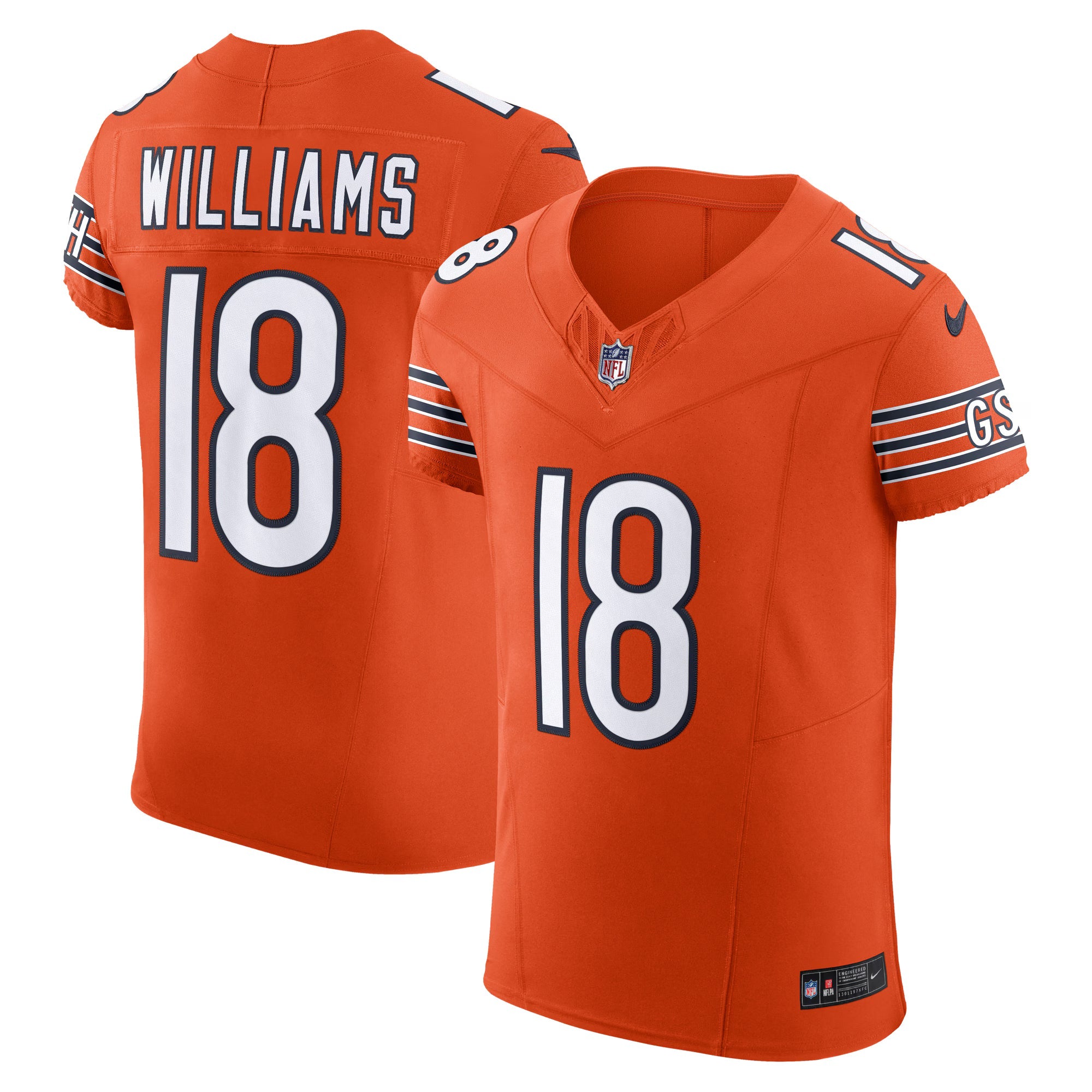 Chicago Bears Caleb Williams Orange Alternate Vapor F.U.S.E. Elite Jersey
