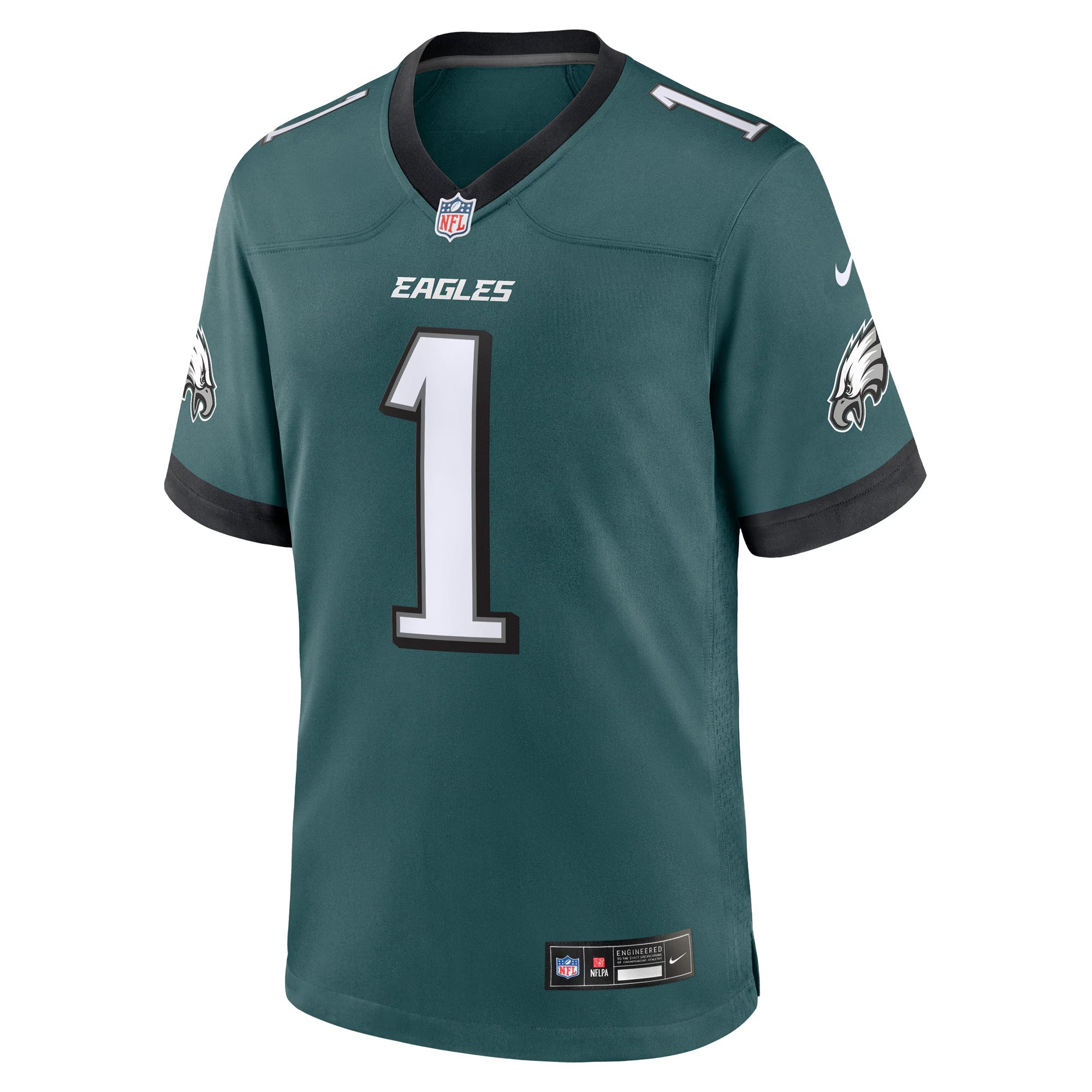 Philadelphia Eagles Number 1 Groom Midnight Green Game Jersey
