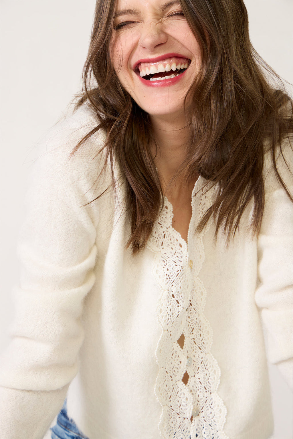 Women's Mer Lace Trim Cardigan