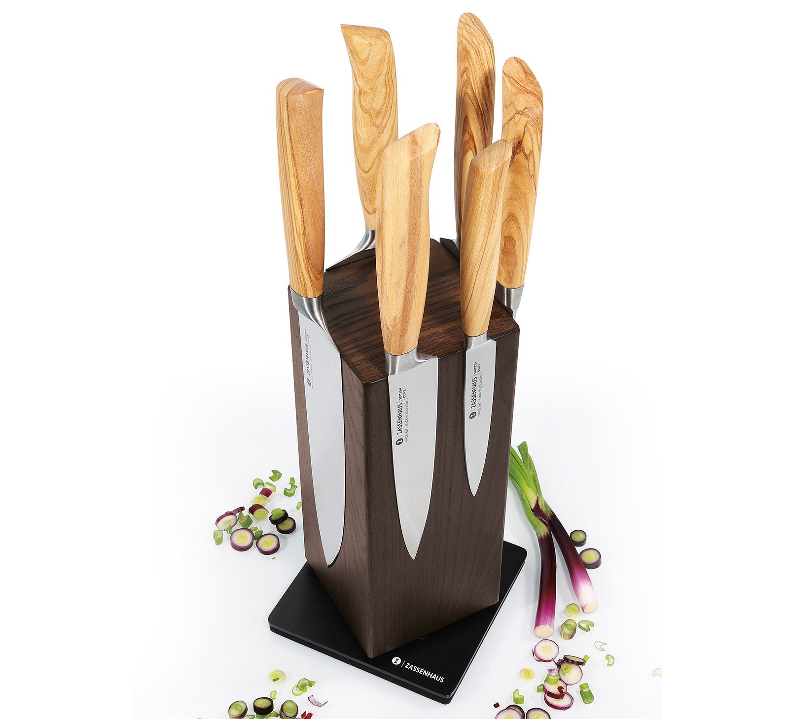 Zassenhaus Magnetic Spinning Wood Knife Block for Counter