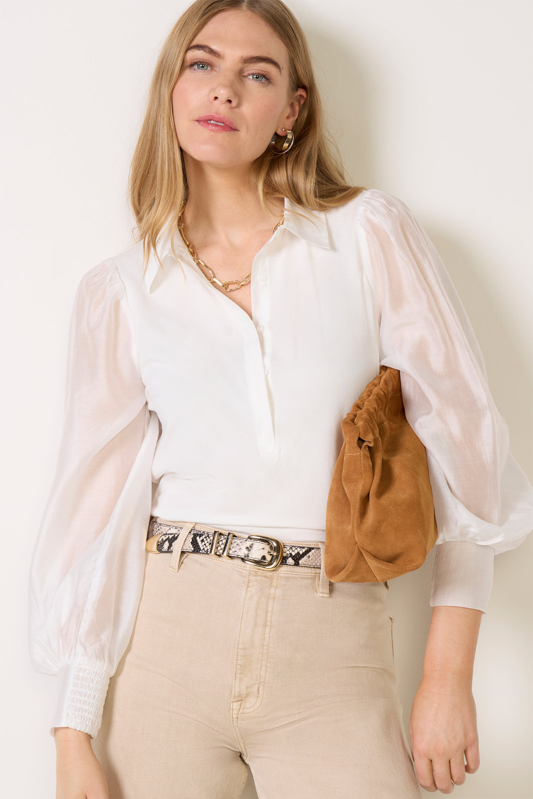 Women's Nelly Sheer Sleeve Top