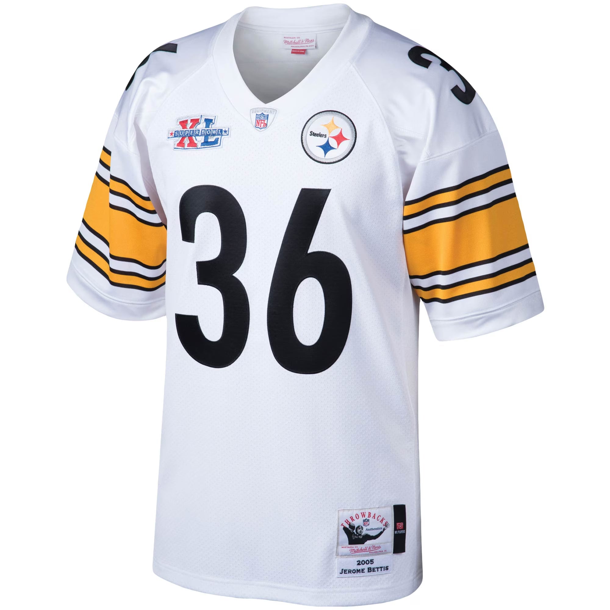 Pittsburgh Steelers 2005 Jerome Bettis Mitchell & Ness White Authentic Throwback Retired Player Jersey