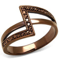 IP Coffee light Brass Ring with AAA Grade CZ in Light Coffee
