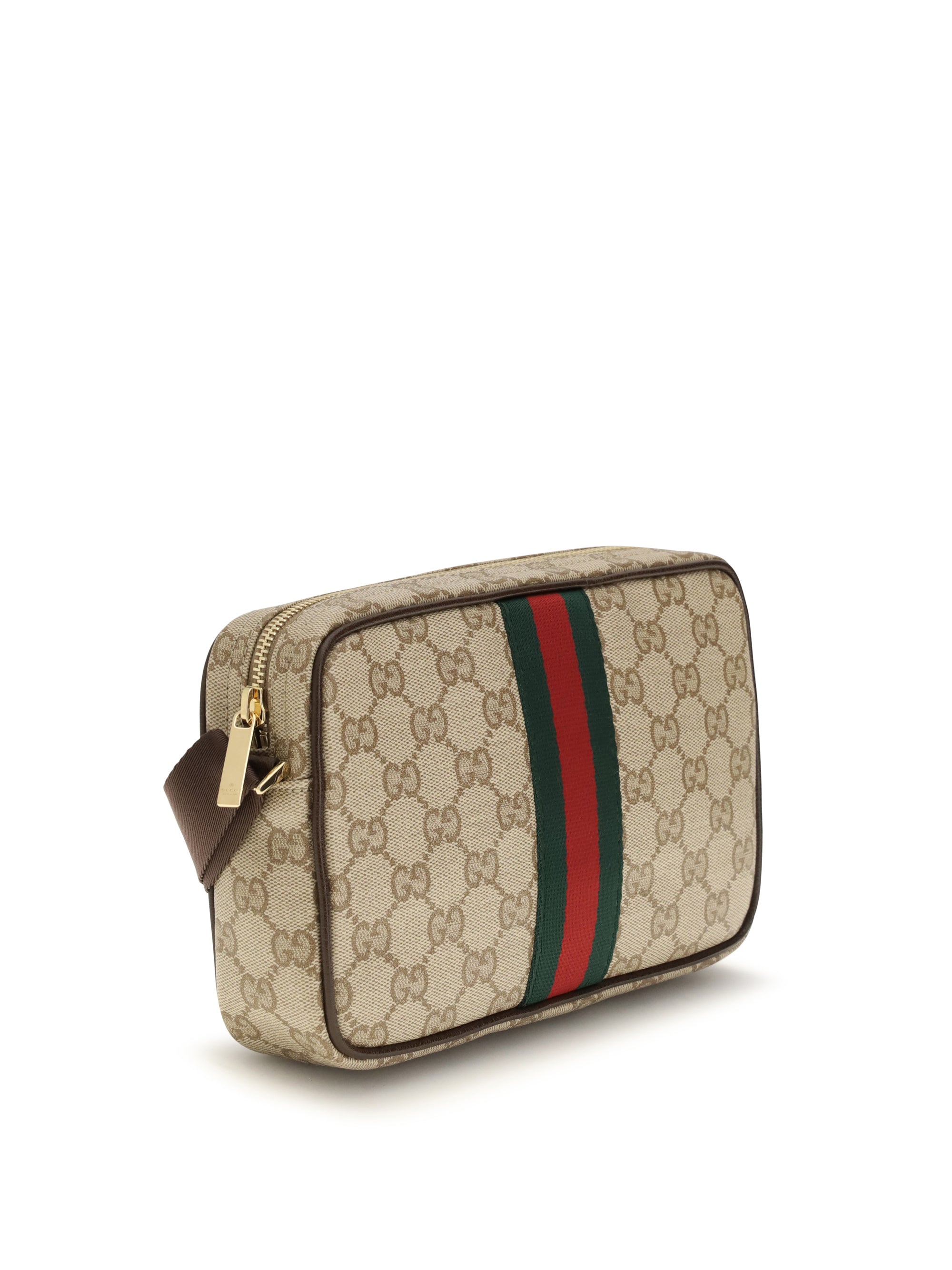 Gucci Men Gg Shoulder Bag With Web Stripe