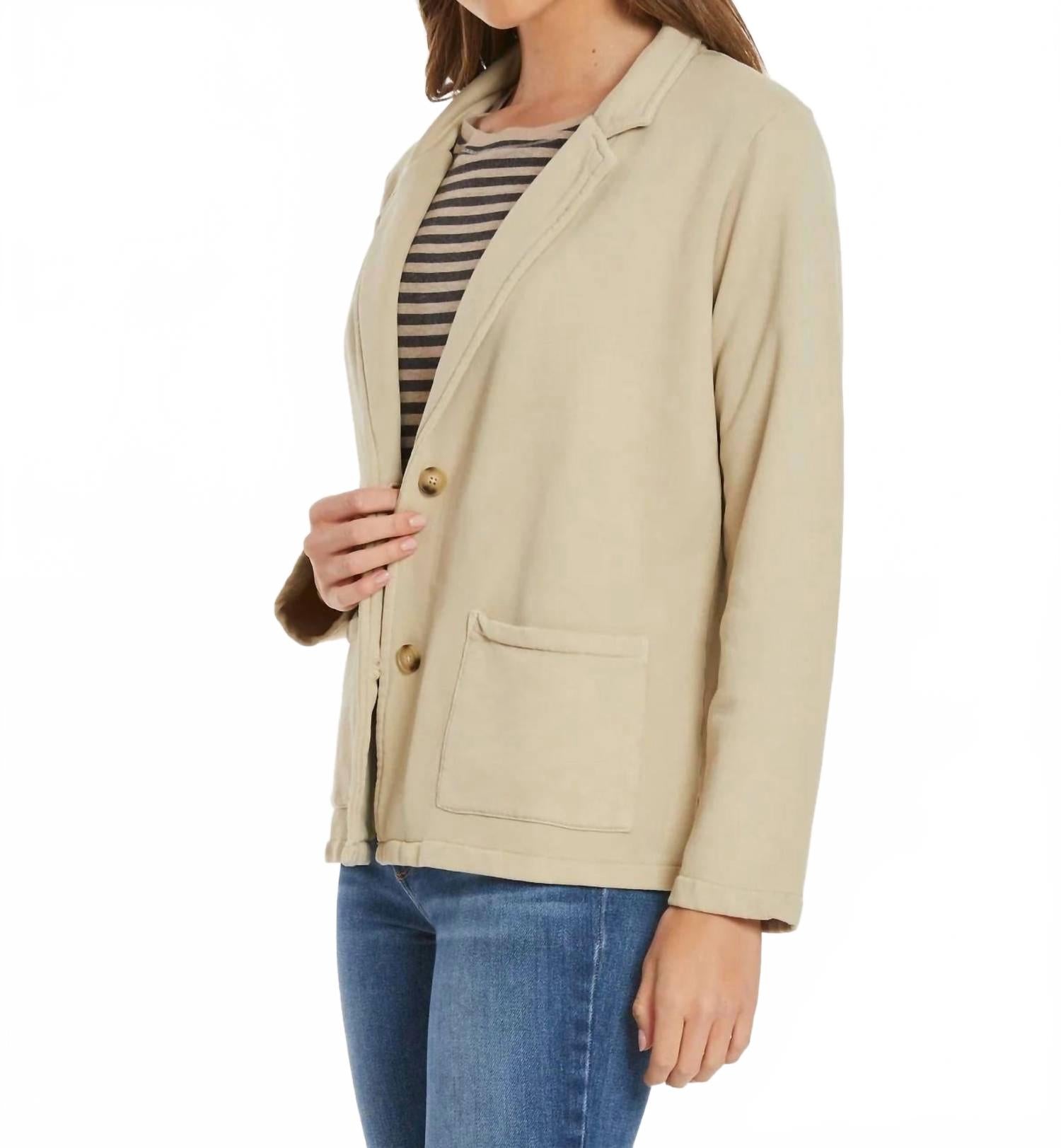 Long Sleeve French Terry Blazer In Eucalyptus