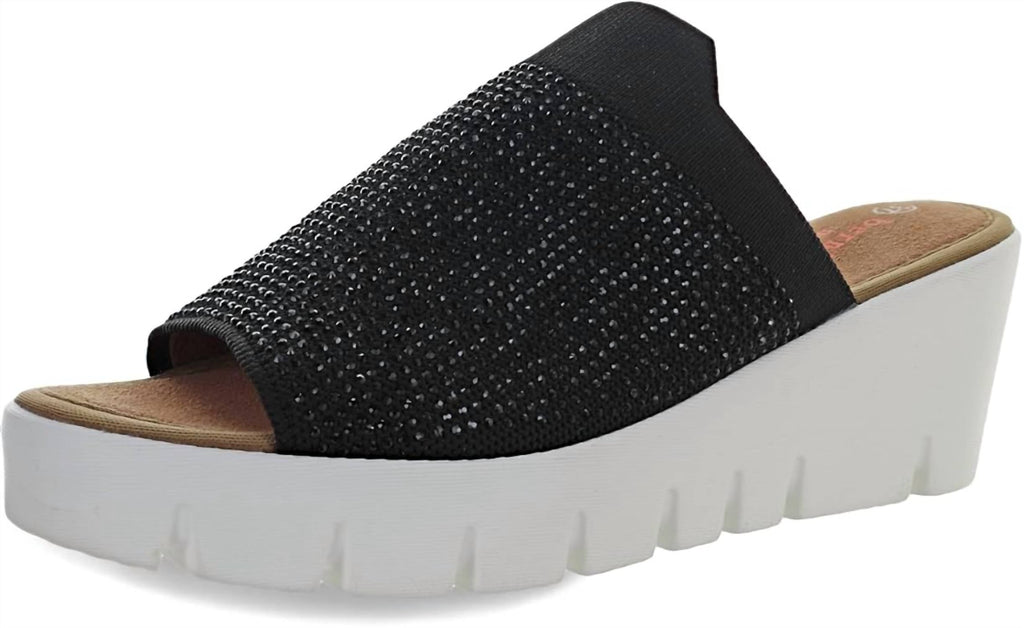 Women's Venti Crystals Wedge Sandals In Black