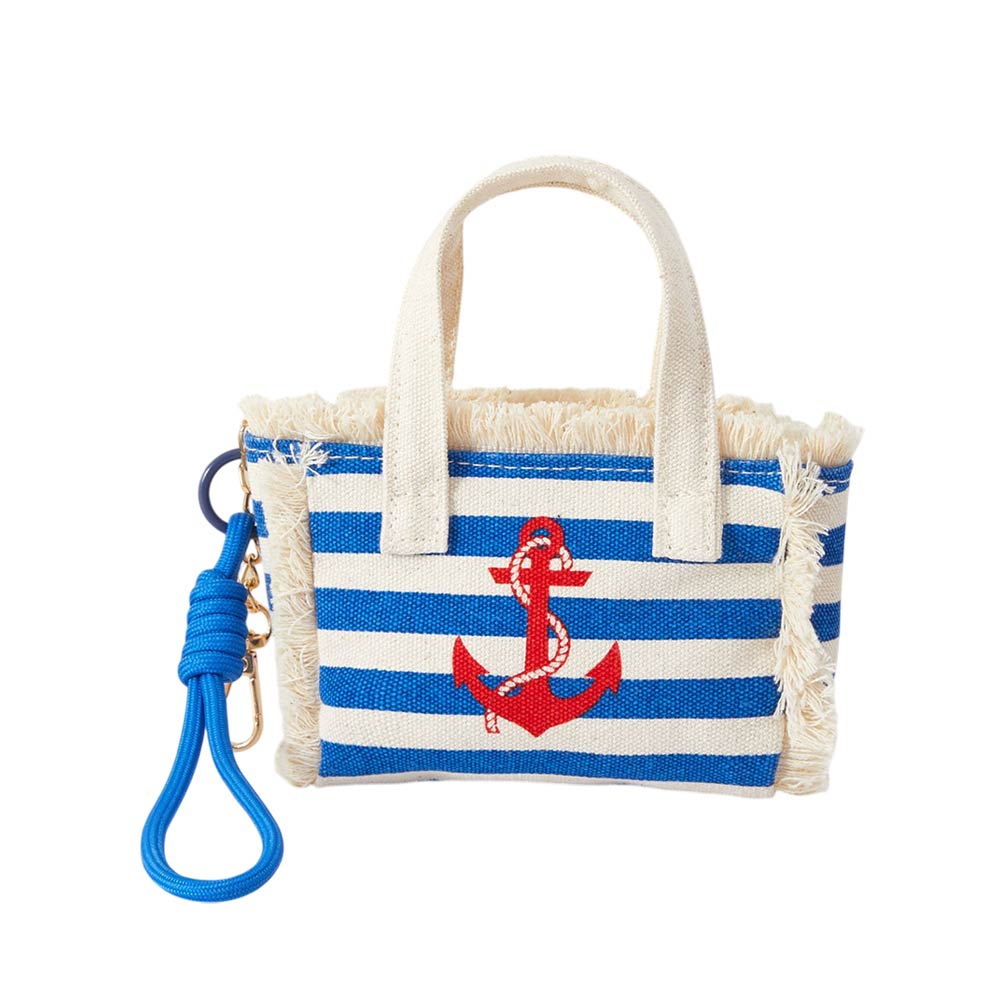 Nautical Anchor Mini Canvas Tote Bag Keychain Bag Charm