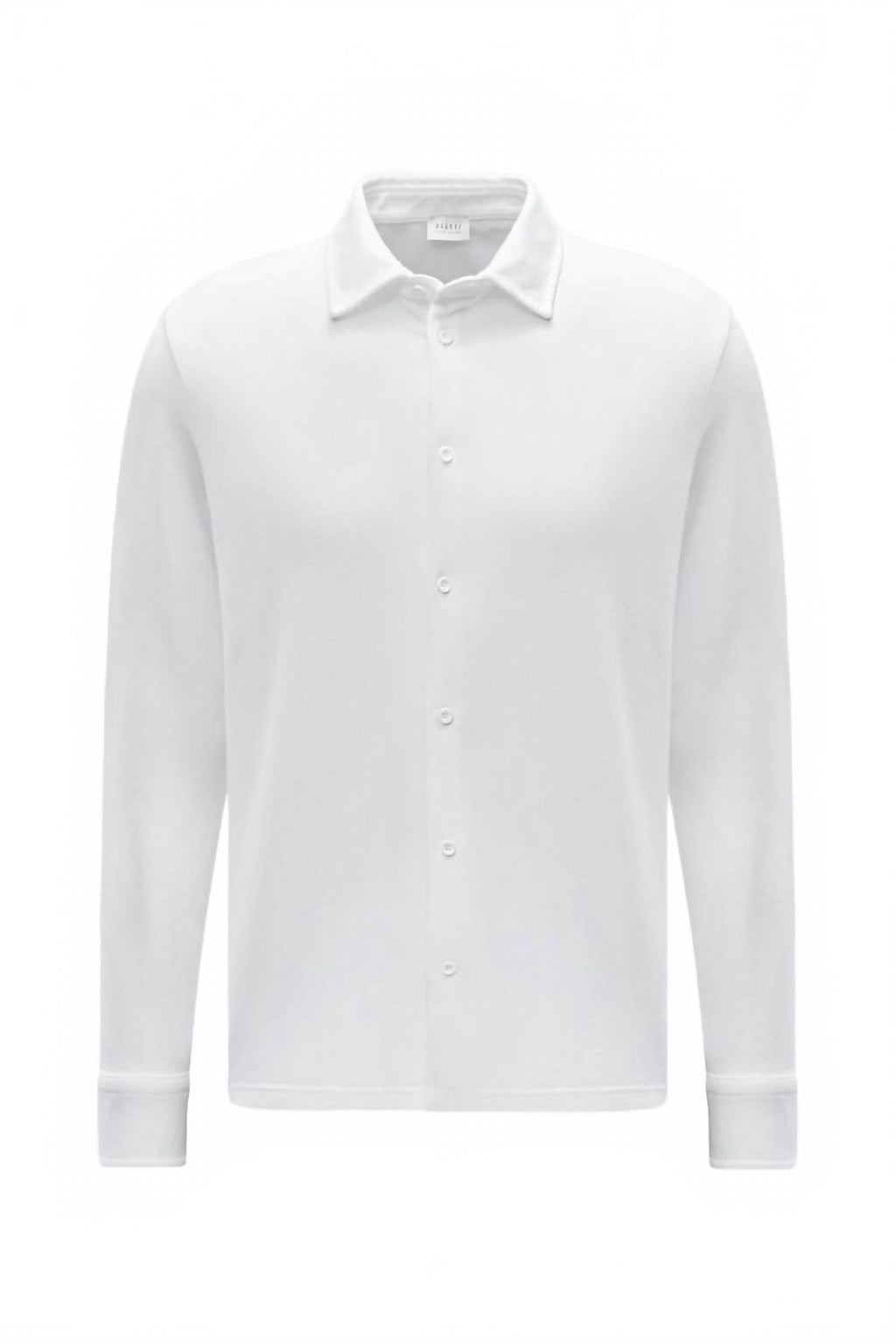 Men's Pique Long Sleeve Shirt In White