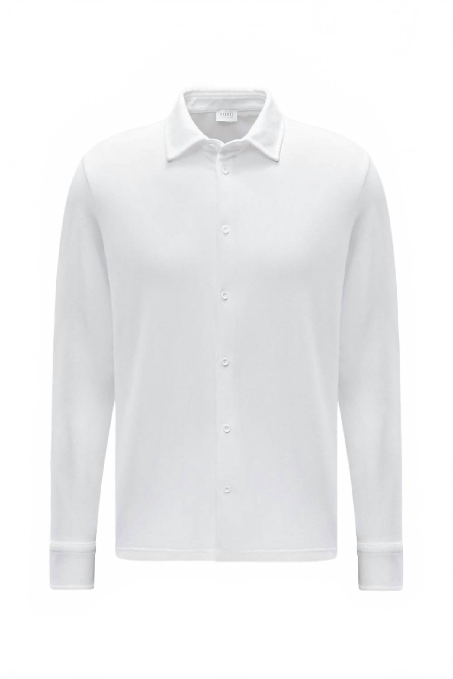 Men's Pique Long Sleeve Shirt In White