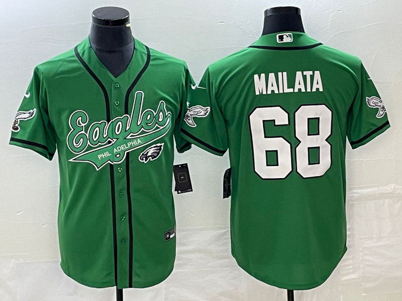 Men's Philadelphia Eagles Jordan Mailata #68 Kelly Green Game jersey Joint Edition